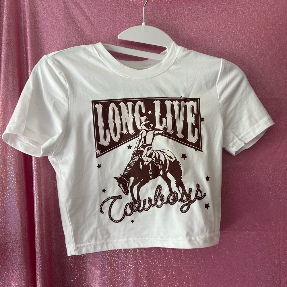 Y2K Baby Tee With Western Pattern Print